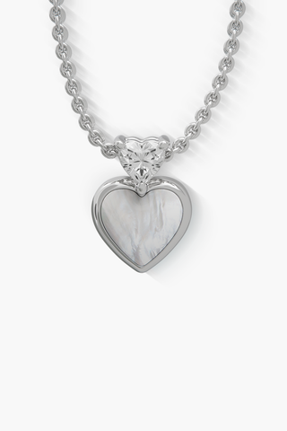 Heartbeat - Pendant - White Mother-of-Pearl - Sterling Silver White Gold Plated