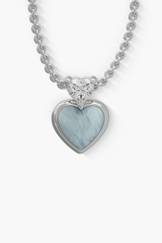 Heartbeat - Pendant - Alice Blue - Sterling Silver White Gold Plated