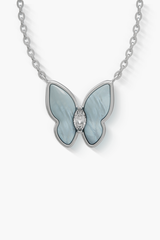 Springwing - Necklace - Alice Blue - Sterling Silver White Gold Plated