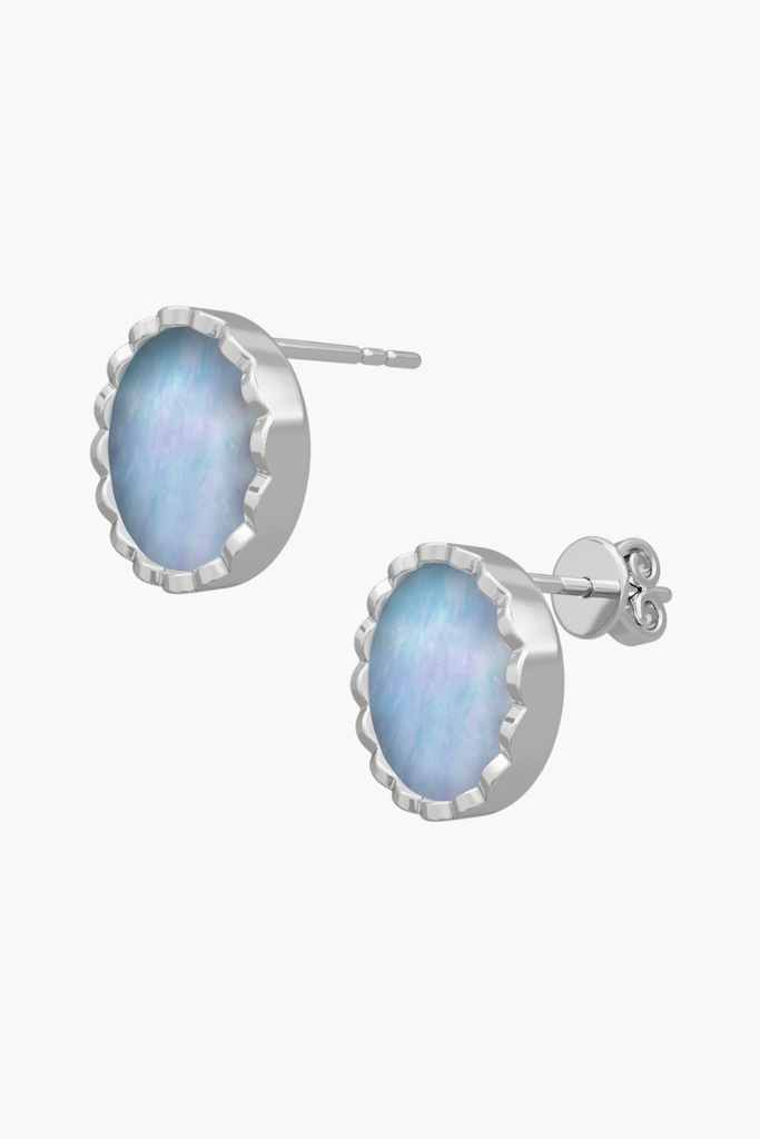 RISEA - Earrings - Alice Blue Pearl Elements - Sterling Silver White Gold Plated