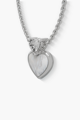 Heartbeat - Pendant - White Mother-of-Pearl - Sterling Silver White Gold Plated