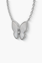 Springwing - Necklace - White Mother-of-Pearl - Sterling Silver White Gold Plated