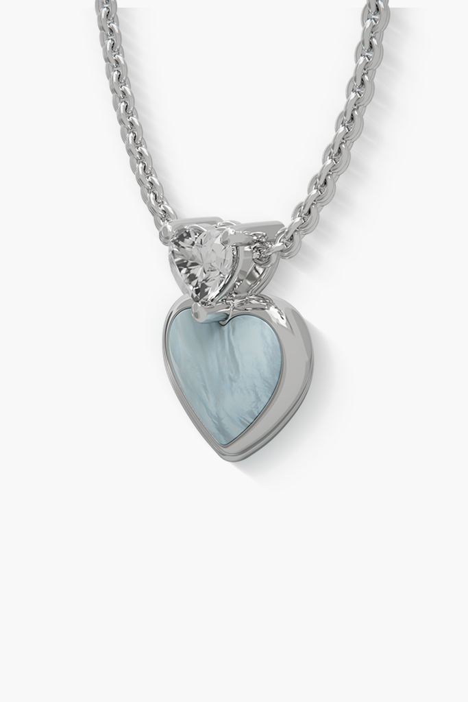 Heartbeat - Pendant - Alice Blue - Sterling Silver White Gold Plated