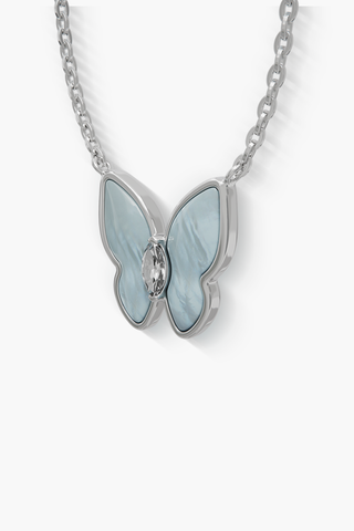 Springwing - Necklace - Alice Blue - Sterling Silver White Gold Plated