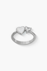 Heartbeat - Ring - White Mother-of-Pearl - Sterling Silver White Gold Plated