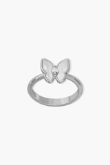 Springwing - Ring - White Mother-of-Pearl - Sterling Silver White Gold Plated