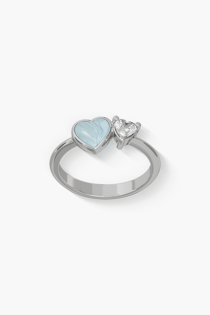 Heartbeat - Ring - Alice Blue - Sterling Silver White Gold Plated