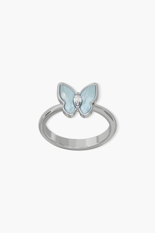 Springwing - Ring - Alice Blue - Sterling Silver White Gold Plated