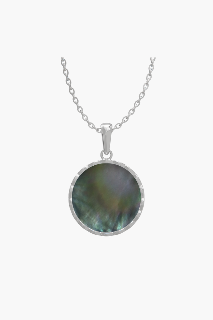 RISEA - Pendant - Black Pearl - Sterling Silver White Gold Plated