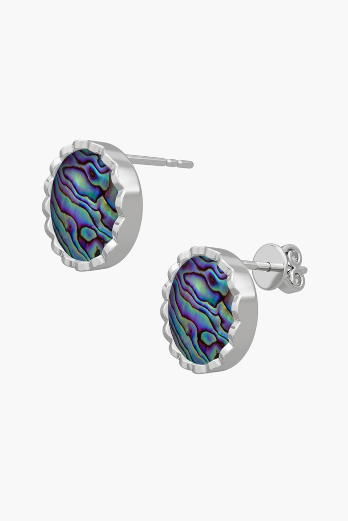 RISEA - Earrings - Abalone Elements - Sterling Silver White Gold Plated
