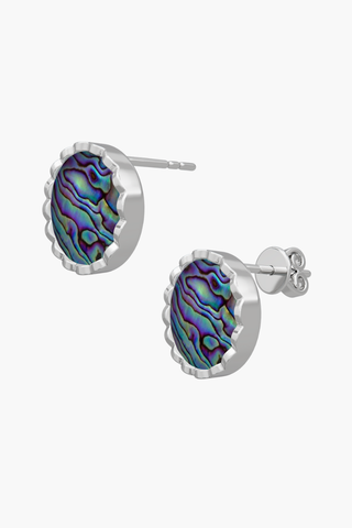 RISEA - Earrings - Abalone Elements - Sterling Silver White Gold Plated