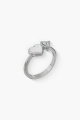 Heartbeat - Ring - White Mother-of-Pearl - Sterling Silver White Gold Plated