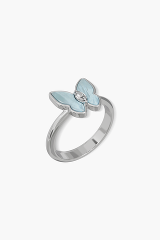 Springwing - Ring - Alice Blue - Sterling Silver White Gold Plated