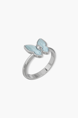 Springwing - Ring - Alice Blue - Sterling Silver White Gold Plated