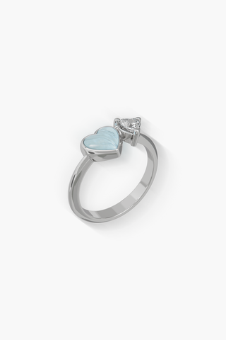 Heartbeat - Ring - Alice Blue - Sterling Silver White Gold Plated