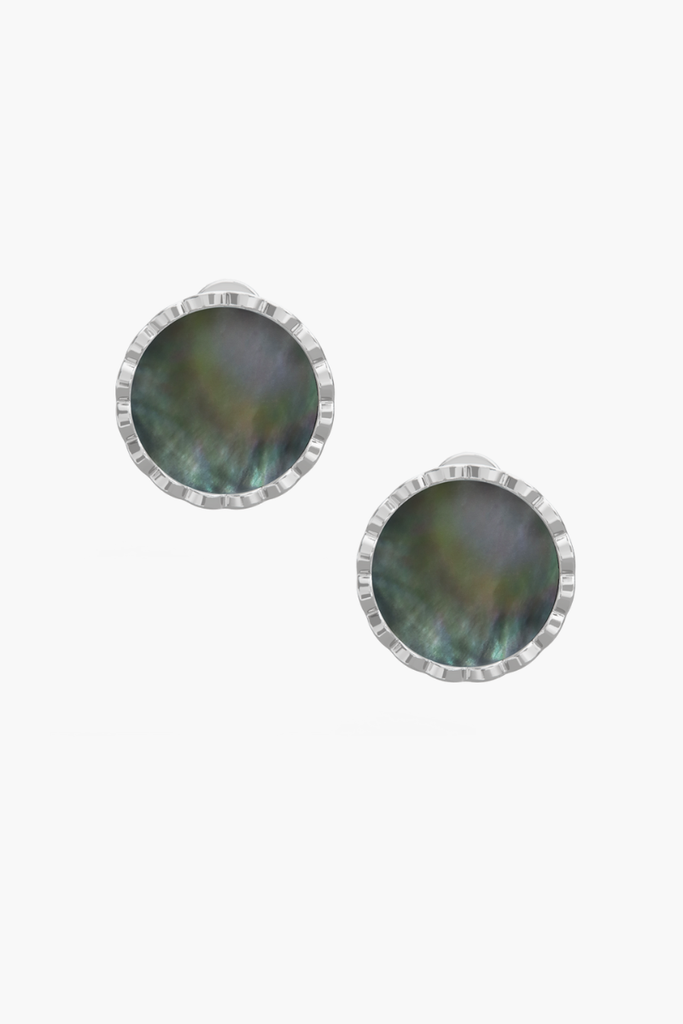 RISEA - Earrings - Black Pearl Elements - Sterling Silver White Gold Plated