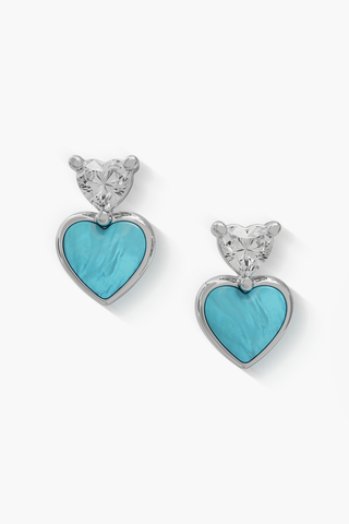 Heartbeat - Earrings - Blue Moon - Sterling Silver White Gold Plated