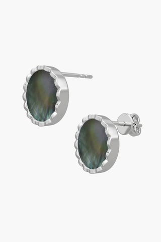 RISEA - Earrings - Black Pearl Elements - Sterling Silver White Gold Plated