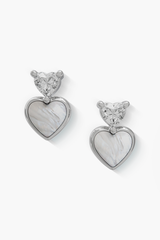 Heartbeat - Earrings - White Mother-of-Pearl - Sterling Silver White Gold Plated