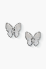 Springwing - Earrings - White Mother-of-Pearl - Sterling Silver White Gold Plated