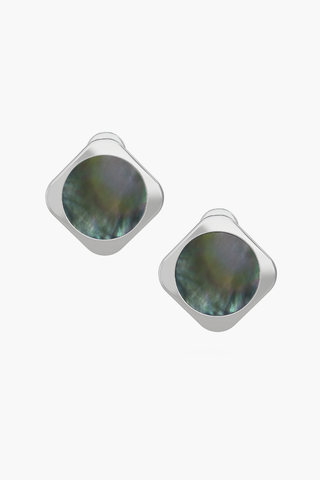 MOTHERLAND - Earrings - Black Pearl Elements - Sterling Silver White Gold Plated