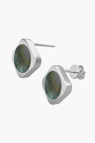 MOTHERLAND - Earrings - Black Pearl Elements - Sterling Silver White Gold Plated