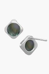 MOTHERLAND - Earrings - Black Pearl Elements - Sterling Silver White Gold Plated