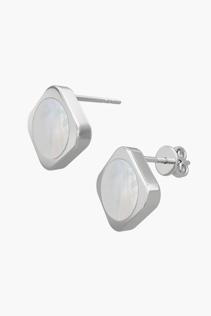 MOTHERLAND - Earrings - White Pearl Elements - Sterling Silver White Gold Plated