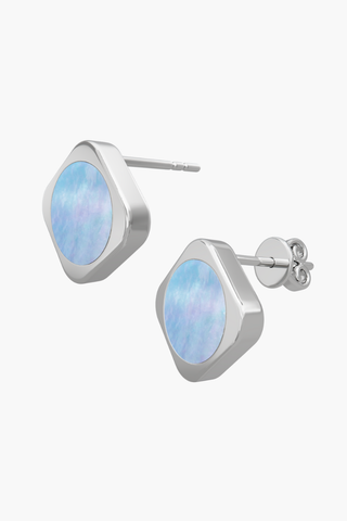 MOTHERLAND - Earrings - Alice Blue Pearl Elements - Sterling Silver White Gold Plated