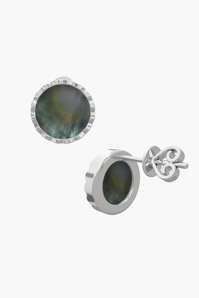 RISEA - Earrings - Black Pearl Elements - Sterling Silver White Gold Plated