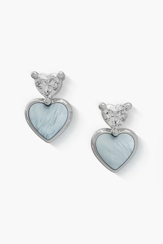 Heartbeat -Earrings - Alice Blue - Sterling Silver White Gold Plated