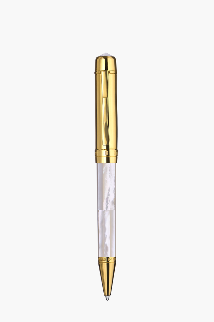 BLU-1997 - Ballpoint Pen - Northern Australia White Pearl - Gold Plated