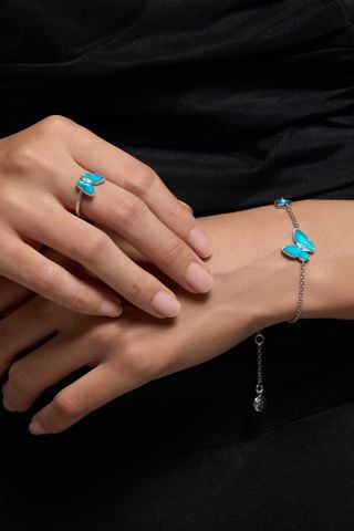 Springwing - Lắc Tay - Ngọc Trai Blue Moon - Bạc Ý Mạ Vàng Trắng