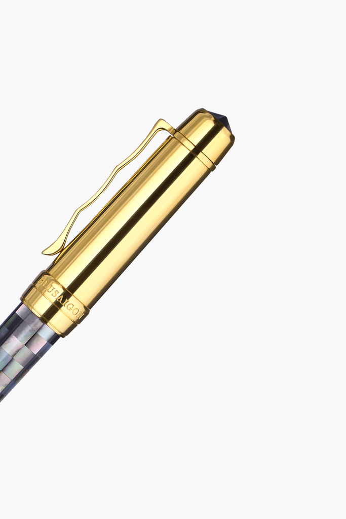 BLU-1997 - Bút Máy Ngọc Trai Đen Tahiti - Caro - Mạ Vàng