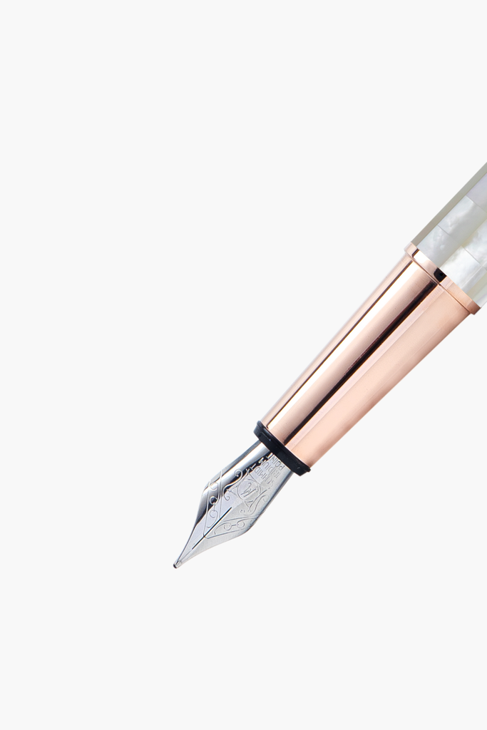 Gemperor - Fountain Pen - Checked - Northern Australia White Pearl - Rose Gold Plated