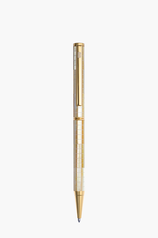 Inspired - Bút Ký Ngọc Trai Vàng Bắc Úc - Sọc Caro - Mạ Titanium Gold