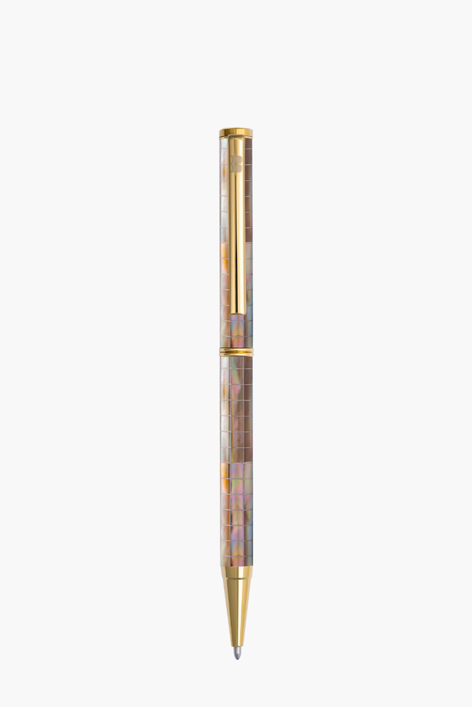 Inspired - Engrave Checked - Mississippi Brown Pearl - Titanium Gold Plated