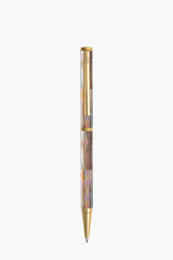 Inspired - Bút Ký Ngọc Trai Nâu Mississippi - Sọc Caro - Mạ Titanium Gold