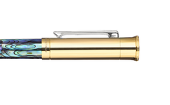 Gemprise - Rollerball Pen - New Zealand Abalone - Gold Plated With White Clip