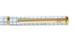 Inspired - Engrave Blue Checked - Northern Australia White Pearl - Titanium Gold Plated