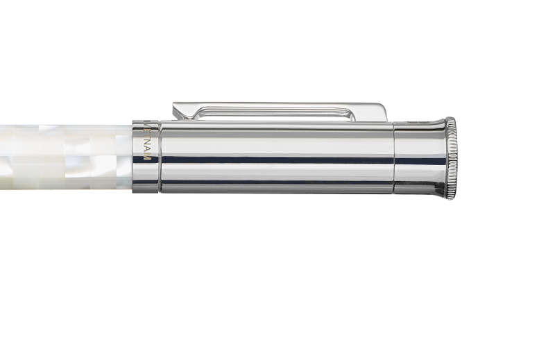 Gemprise - Fountain Pen - Checked - White Trochus - White Gold Plated