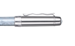 BLU-1997 - Rollerball Pen - Northern Australia Blue Pearl - White Gold Plated (Alice Blue)