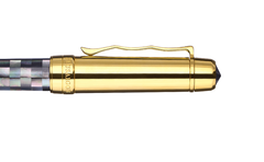 BLU-1997 - Fountain Pen - Checked -Tahiti Black Pearl - Gold Plated