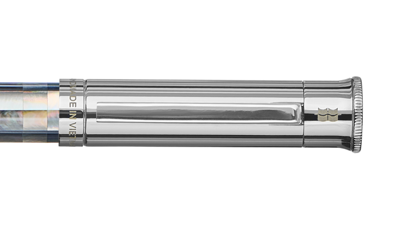 Gemprise - Rollerball Pen - Checked - Tahiti Black Pearl - White Gold Plated