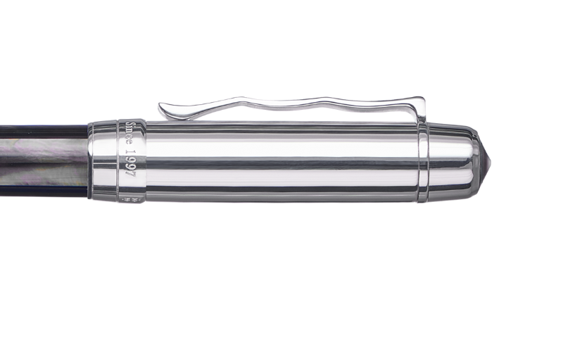 BLU-1997 - Ballpoint Pen - Tahiti Black Pearl - White Gold Plated