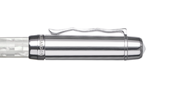 BLU-1997 - Ballpoint Pen - Checked - Northern Australia White Pearl - White Gold Plated