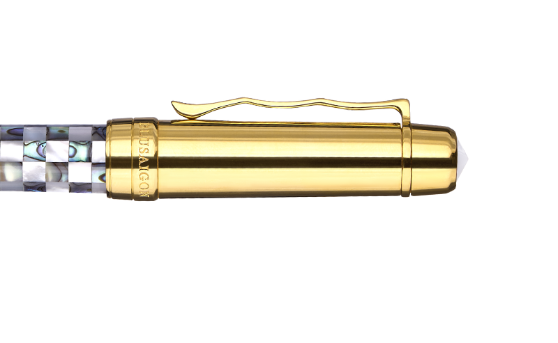 BLU-1997 - Fountain Pen - Checked - New Zealand Abalone & Northern Australia White Pearl - Gold Plated