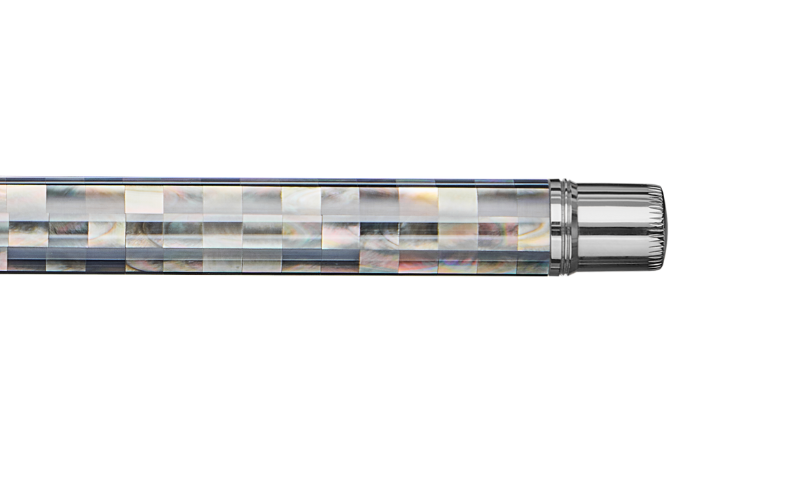 Gemprise - Rollerball Pen - Checked - Tahiti Black Pearl - White Gold Plated