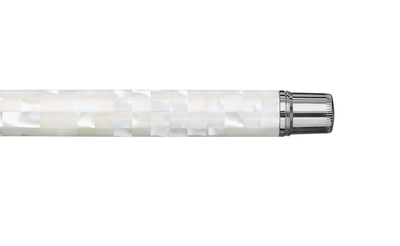 Gemprise - Fountain Pen - Checked - White Trochus - White Gold Plated