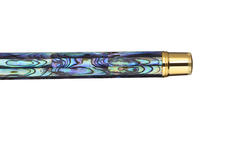 Gemprise - Rollerball Pen - New Zealand Abalone - Gold Plated With White Clip